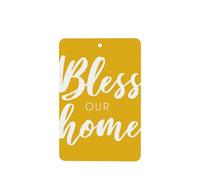 Bless Our Home On Yellow - Ambientadores para coche, 4 unidades, tarjetas perfumadas colgantes, tarjetas perfumadas para tabletas de aromaterapia de coche