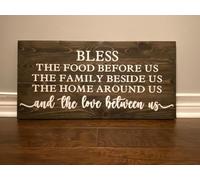 Bless the Food Before Us, the Family Around Us, the Home Around Us and the Love Between Us, decoración de comedor, decoración de cocina, letrero de metal de 12 x 8 pulgadas