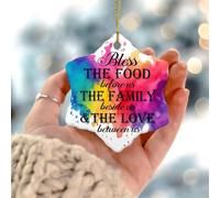 Bless The Food Before Us The Family Beside Us And The Love between Us - Adornos colgantes de Navidad, decoración del hogar, colgante de cerámica, regalo para él y ella