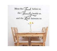 Bless This Food Before Us,The Family Beside Us, and The Love Between Us Wall Decal, Kitchen Dining Room Prayer Sticker, Family Love Positive Quote Tha