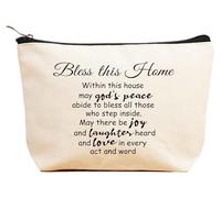 Bless This Home-Congrats Gifts Realtor To Homeowner-Happy New Home Gifts-First Time New House Gifts - Regalos de inauguración de la casa para dueños de casa, bolsa de maquillaje, bolsa de cosméticos,