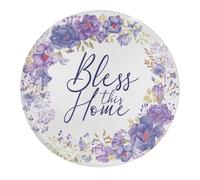 Bless This Home - Imanes de cristal para nevera, guirnalda circular, corona moderna, imán para el aula, imanes para el Día de la Madre/Padre, 1 unidad