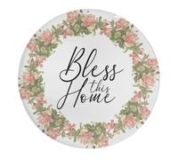 Bless This Home - Imanes decorativos de cristal para nevera, corona floral, cosecha de otoño, imanes motivacionales, imanes para el hogar, boda, bebé, familia, pareja, 1 unidad
