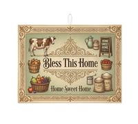 Bless This Home - Tapetes de secado de platos para encimera de cocina, tapete escurridor de platos absorbente vintage de granja, almohadilla de secado de microfibra rústica para decoración de cocina
