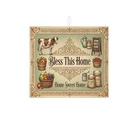Bless This Home - Tapetes de secado de platos para encimera de cocina, tapete escurridor de platos absorbente vintage de granja, almohadilla de secado de microfibra rústica para decoración de cocina