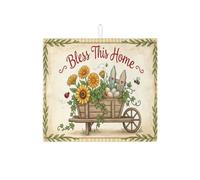 Bless This Home - Tapetes de secado de platos para mostrador de cocina, girasol jardín, escurridor de platos absorbente, almohadilla de secado de microfibra para decoración de cocina, 16 x 18 pulgadas