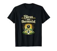 Bless This Termostato HVAC Humor Cartoon House Halo Camiseta
