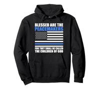 Blessed Are The Peacemakers - Versículo de la Biblia de la Policía de Línea Azul Sudadera con Capucha