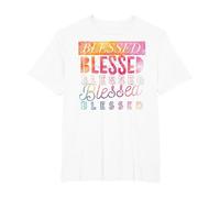 Blessed - Bendiciones de fe Cristiana Camiseta, Hombre Tallas Grandes, Blanco, 5X Alto