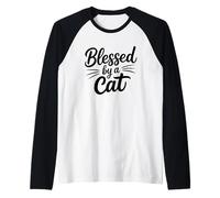 Blessed by A Cat Camiseta Manga Raglan