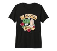 Blessed by God For 12 Years 12th Birthday Party Orando Mano Camiseta Premium