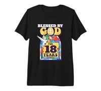 Blessed by God For 18 Years 18th Birthday Tema religioso Camiseta Premium