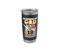 Blessed By God For 18 Years 18th Birthday Tema religioso Vaso térmico de acero inoxidable de doble pared