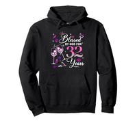 Blessed by God for 32 Years Old Women 32nd Birthday Queen Sudadera con Capucha