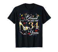 Blessed by God for 34 Years Old Women 34th Birthday Queen Camiseta