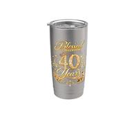 Blessed by God for 40 Years Old Women 40th Birthday Queen Vaso térmico de acero inoxidable de doble pared