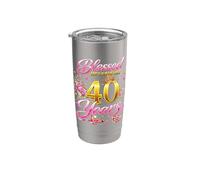 Blessed by God for 40 Years Old Women 40th Birthday Queen Vaso térmico de acero inoxidable de doble pared