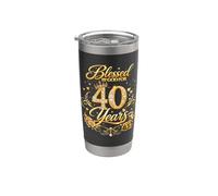 Blessed by God for 40 Years Old Women 40th Birthday Queen Vaso térmico de acero inoxidable de doble pared
