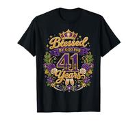 Blessed by God for 41 Years Old Women 41st Birthday Queen Camiseta