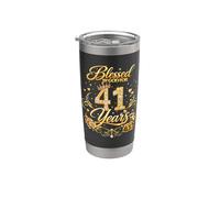 Blessed by God for 41 Years Old Women 41st Birthday Queen Vaso térmico de acero inoxidable de doble pared