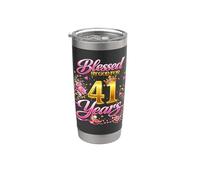 Blessed by God for 41 Years Old Women 41st Birthday Queen Vaso térmico de acero inoxidable de doble pared