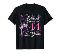Blessed by God for 44 Years Old Women 44th Birthday Queen Camiseta