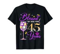 Blessed by God for 45 Years Old Women 45th Birthday Queen Camiseta
