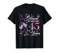 Blessed by God for 45 Years Old Women 45th Birthday Queen Camiseta