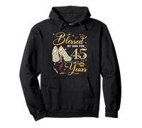 Blessed by God for 45 Years Old Women 45th Birthday Queen Sudadera con Capucha
