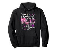 Blessed by God for 45 Years Old Women 45th Birthday Queen Sudadera con Capucha