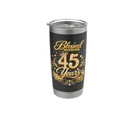 Blessed by God for 45 Years Old Women 45th Birthday Queen Vaso térmico de acero inoxidable de doble pared