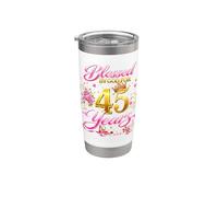Blessed by God for 45 Years Old Women 45th Birthday Queen Vaso térmico de acero inoxidable de doble pared
