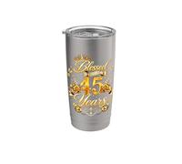 Blessed by God for 45 Years Old Women 45th Birthday Queen Vaso térmico de acero inoxidable de doble pared