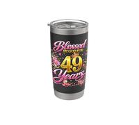 Blessed by God for 49 Years Old Women 49th Birthday Queen Vaso térmico de acero inoxidable de doble pared