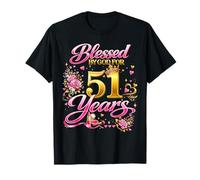 Blessed by God for 51 Years Old Women 51st Birthday Queen Camiseta