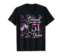 Blessed by God for 51 Years Old Women 51st Birthday Queen Camiseta