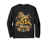 Blessed by God for 51 Years Old Women 51st Birthday Queen Manga Larga