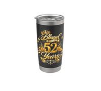 Blessed by God for 52 Years Old Women 52nd Birthday Queen Vaso térmico de acero inoxidable de doble pared