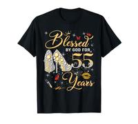 Blessed by God for 55 Years Old Women 55th Birthday Queen Camiseta