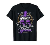 Blessed by God for 55 Years Old Women 55th Birthday Queen Camiseta