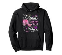 Blessed by God for 55 Years Old Women 55th Birthday Queen Sudadera con Capucha