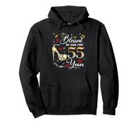 Blessed by God for 55 Years Old Women 55th Birthday Queen Sudadera con Capucha