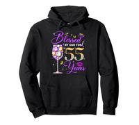 Blessed by God for 55 Years Old Women 55th Birthday Queen Sudadera con Capucha
