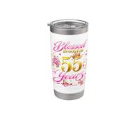 Blessed by God for 55 Years Old Women 55th Birthday Queen Vaso térmico de acero inoxidable de doble pared