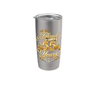 Blessed by God for 55 Years Old Women 55th Birthday Queen Vaso térmico de acero inoxidable de doble pared