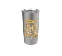 Blessed by God for 56 Years Old Women 56th Birthday Queen Vaso térmico de acero inoxidable de doble pared