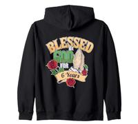 Blessed by God For 6 Years 6th Birthday Party Rating Hands Sudadera con Capucha