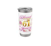 Blessed by God for 61 Years Old Women 61st Birthday Queen Vaso térmico de acero inoxidable de doble pared