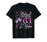 Blessed by God for 63 Years Old Women 63rd Birthday Queen Camiseta