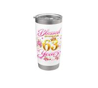 Blessed by God for 63 Years Old Women 63rd Birthday Queen Vaso térmico de acero inoxidable de doble pared